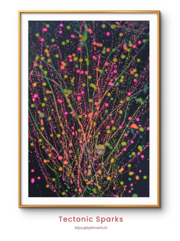 Spontaneous energy meets a deep void. This study began with a single sharp streak of spray that set the entire composition in motion. 